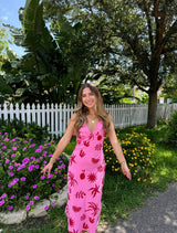 Summer Muse Pink and Red Midi Dress