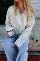 Sunhoney Girl Cardigan - Cream Stripe