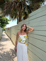 Limoncello Linen Crop Tube Top