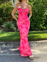 Spicy Sangria Fuchsia Mesh Maxi Dress