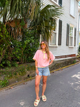 Summer High Striped Knit Top - Pink/Yellow