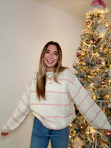 Cozy Up Pink Striped Sweater