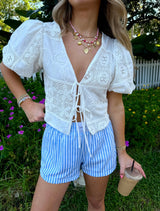 Dream On Eyelet Tie Top