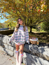 Sunhoney Striped Mockneck - Pink/Grey
