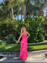 Spicy Sangria Fuchsia Mesh Maxi Dress