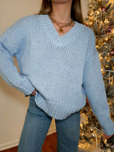 Winter Blues V-Neck Sweater