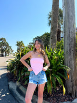 It Girl Scarf Hem Knit Tube Top in Pink