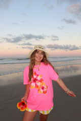 Sunhoney Hibsicus Punch Tshirt - Neon Pink