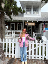 Strawberry Mocha Striped Cardigan