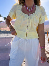 Lemon Drop Eyelet Babydoll Top