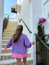 Stripe & Shine Oversized Knit Top - Pink/Lavender