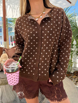 Spotted Polka Dot Cardigan - Brown