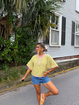 Summer High Striped Knit Top - Pink/Green