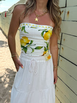 Limoncello Linen Crop Tube Top