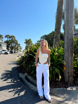 It Girl Scarf Hem Knit Tube Top - Cream