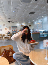 Marshmallow Chenille Cable Knit