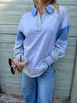 Free Spirit French Terry Sweater - Blue
