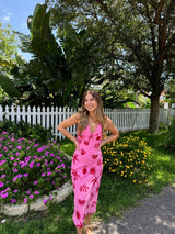 Summer Muse Pink and Red Midi Dress