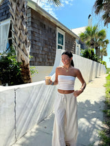 Cool Girl Striped Knit Tube Top - Taupe