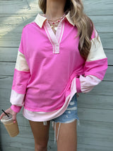 Free Spirit French Terry Sweater - Pink