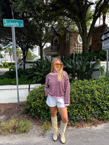 Cozy Up Striped Sweater - Brown/Pink