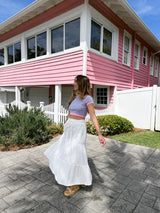 Girly Girl Tiered White Maxi Skirt