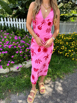 Summer Muse Pink and Red Midi Dress