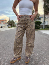 The It Girl Leopard Barrel Jeans