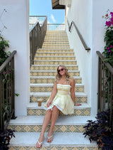 Honey Glow Gingham Mini Dress - Yellow