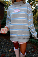 Sunhoney Striped Mockneck - Blue/Grey