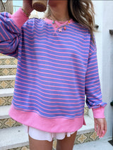 Stripe & Shine Oversized Knit Top - Pink/Lavender