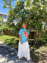 Sunhoney Hibsicus Punch Tshirt - Lagoon Blue