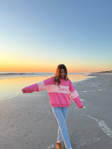Sunhoney Fuchsia Embroidered Colorblock Sweatshirt