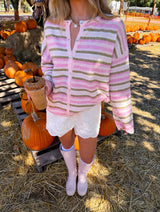 Sugar & Spice Striped Pink Cardigan