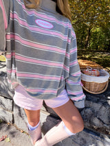 Sunhoney Striped Mockneck - Pink/Grey