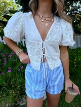 Dream On Eyelet Tie Top