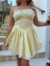 Honey Glow Gingham Mini Dress - Yellow