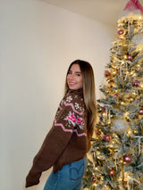 Pink Noel Quarter Zip Up Sweatshirt