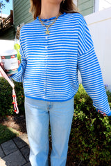 Sunhoney Girl Cardigan - Blue Stripe