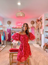 Floral Frenzy Pink and Red Dress