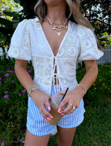 Dream On Eyelet Tie Top