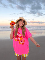 Sunhoney Hibsicus Punch Tshirt - Neon Pink