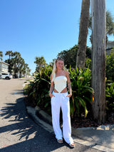 It Girl Scarf Hem Knit Tube Top - Cream