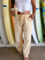 Buttercup Floral Eyelet Pants - Yellow