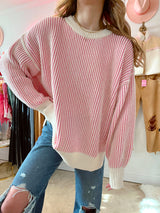 It Girl Pink Striped Sweater