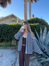 Brown Sugar Striped Zip Up Knit Jacket