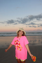 Sunhoney Hibsicus Punch Tshirt - Neon Pink