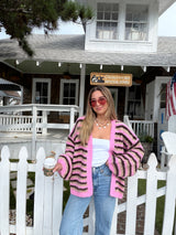 Strawberry Mocha Striped Cardigan
