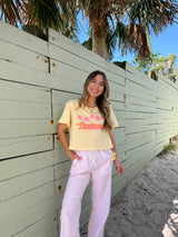 Sunhoney Retro Palm Crop Tee - Yellow
