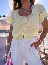 Lemon Drop Eyelet Babydoll Top